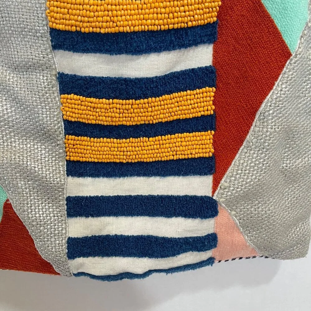Pier 1‎ Imports RARE Beaded Terry Geometric Colorblock Pillow Covers